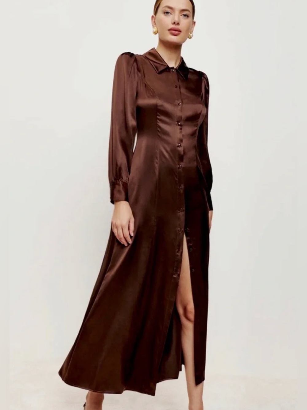 Reformation Catalina Silk Dress in Brown. NWT. Size 4.
